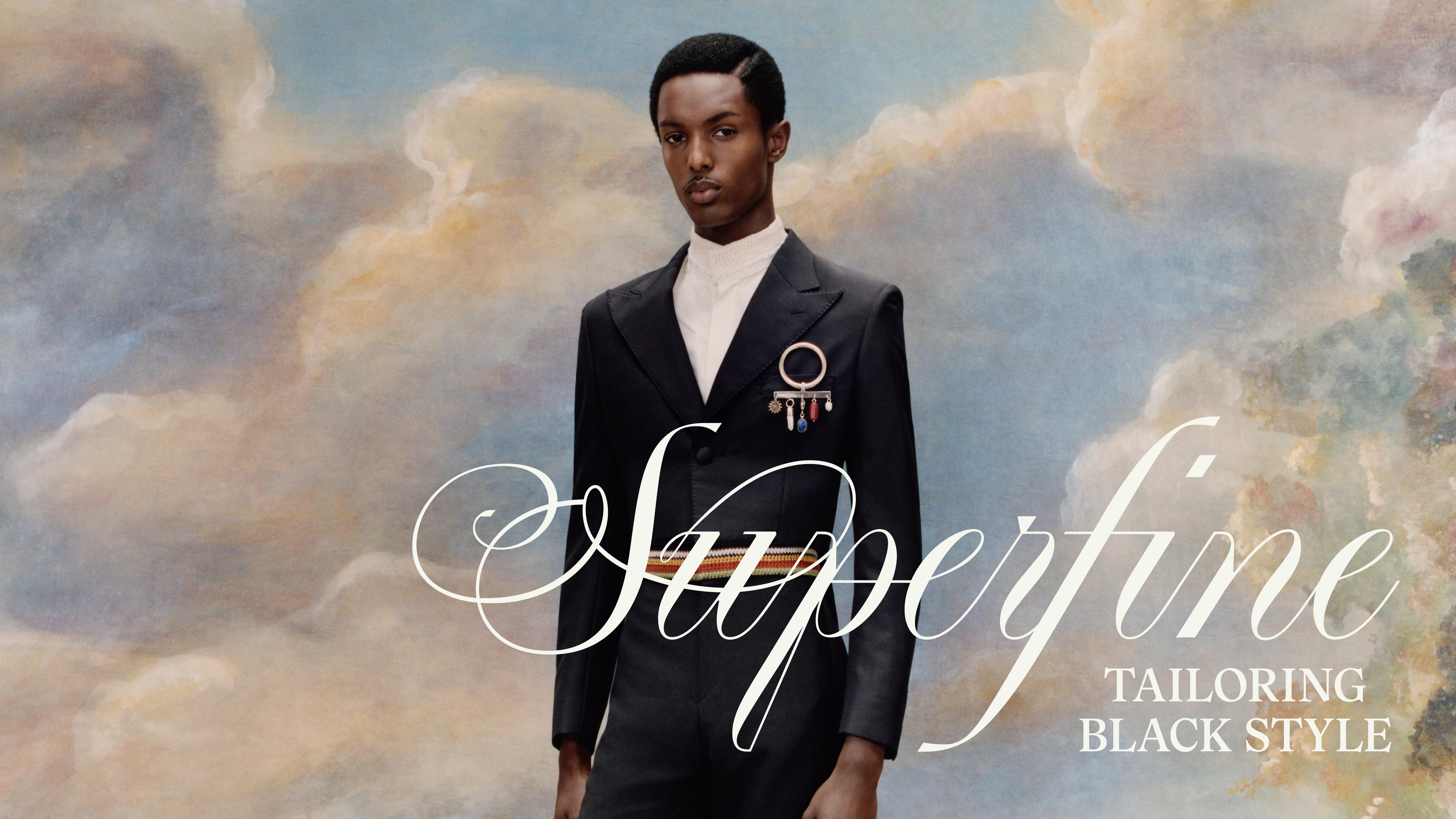 Portrait of a black man in a suit, amongst clouds.