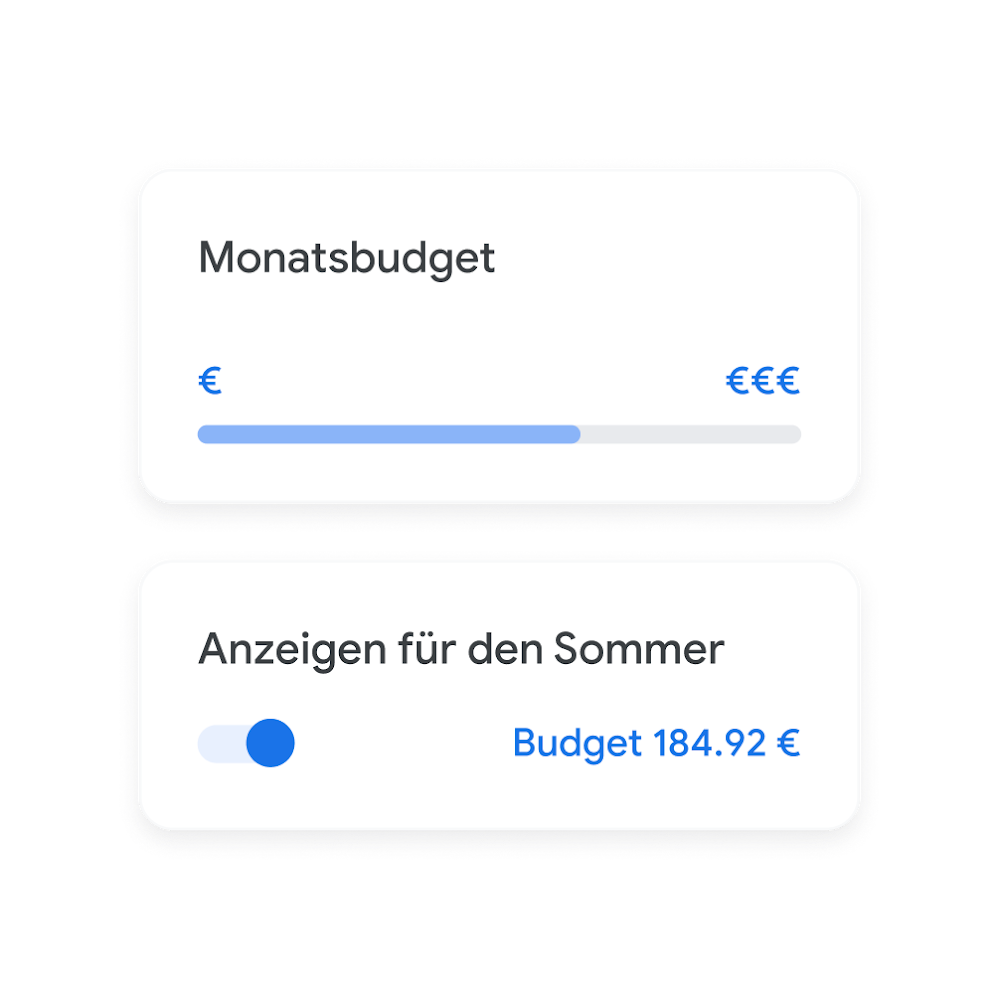 Smartphonedisplay, auf dem Optionen zu sehen sind, um das Budget nach Monat und nach saisonalem Ereignis festzulegen